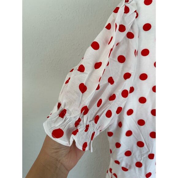Anthropologie Endless Rose Woman Red And White Polka Dot Ruffle Dress, S… - Picture 9 of 13